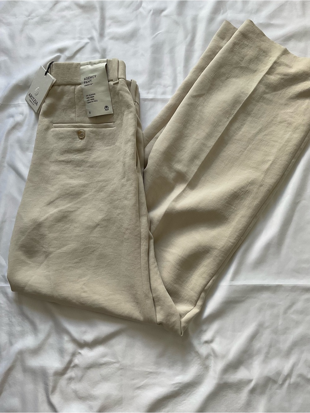 Aritzia Agency Crepette Pants size 8 nwt metropolis taupe